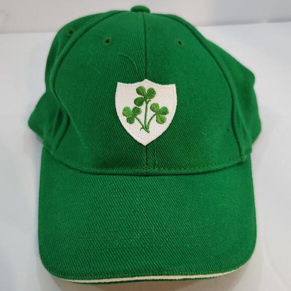 Lansdowne $30 OS Ireland Three Leaf Clover Baseball Cap Green White Strapback - Picture 1 of 8